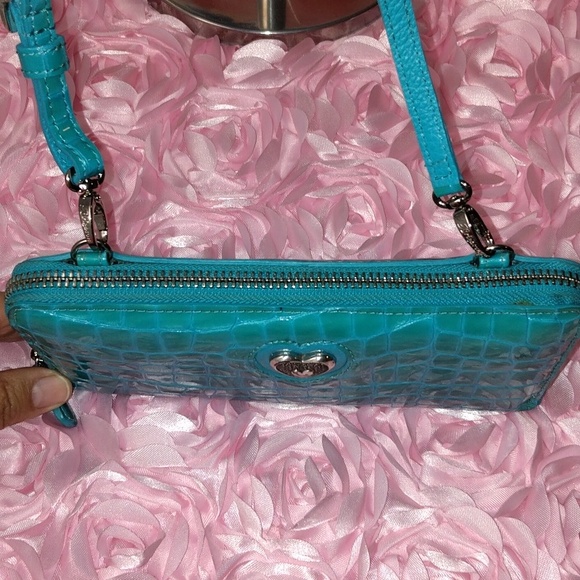 Brighton Bellissimo Teal Card Case Wallet / Cross Body - Picture 4 of 7